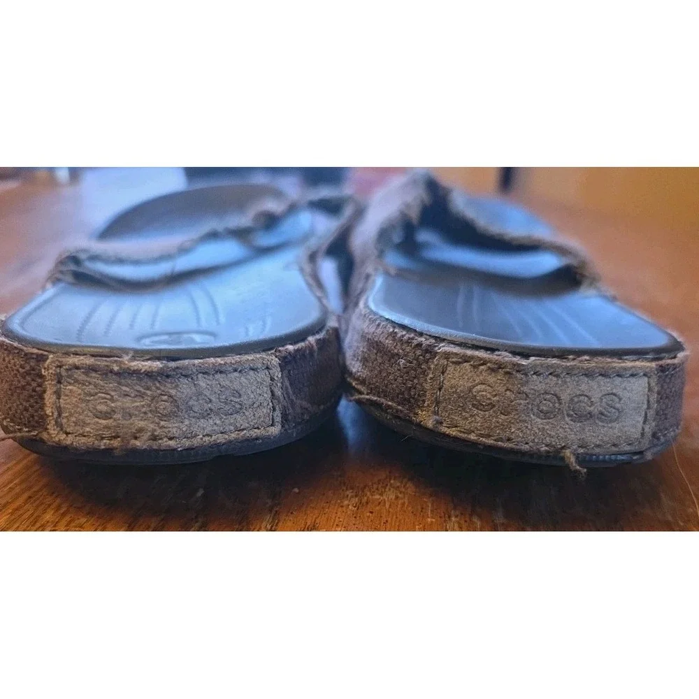 Crocs Sandals Santa Cruz Canvas‎ Flip Flops  Brown Mens Size 9 Womens 11